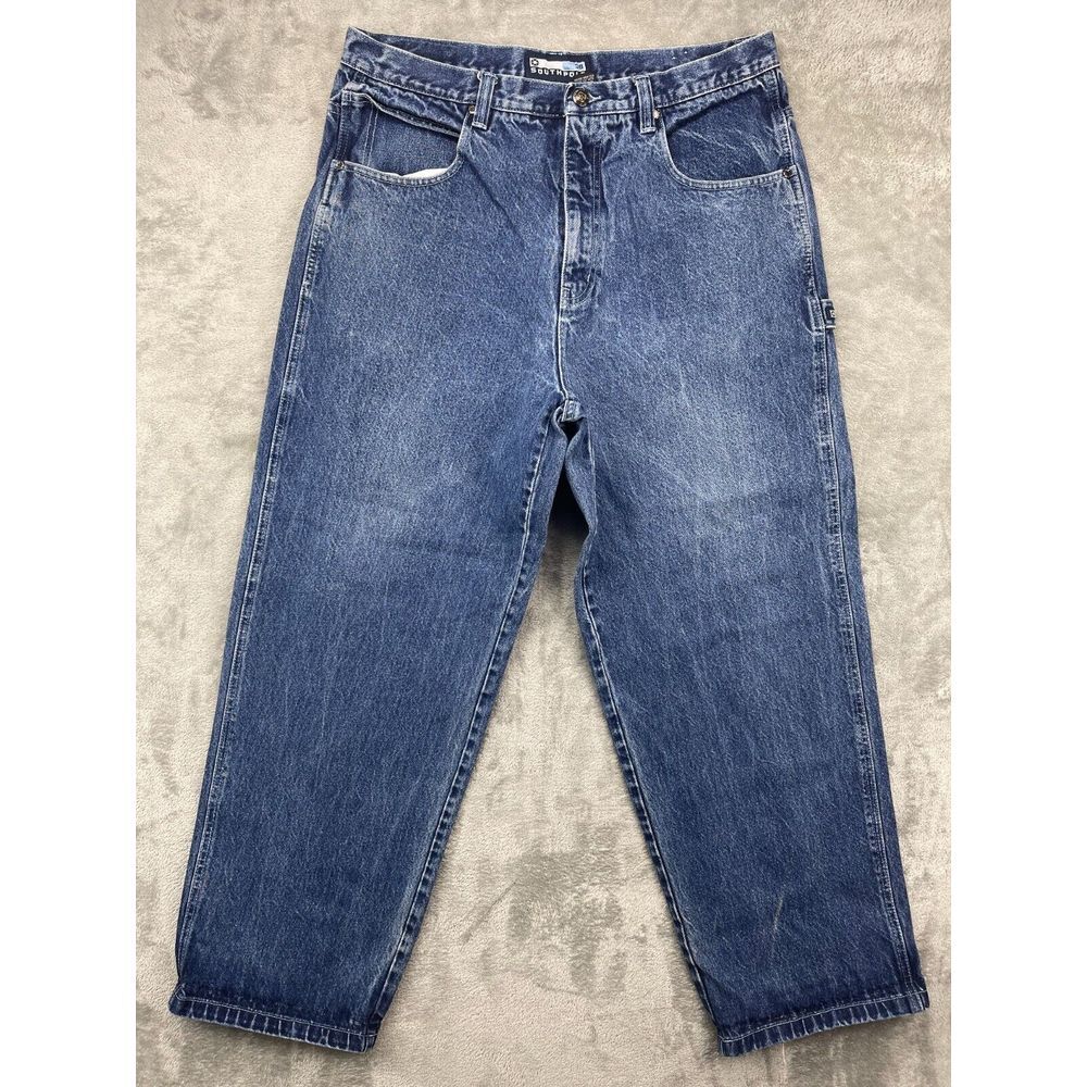 Southpole Men's Jeans Size 38‎ (38x30.5) Blue Baggy Fit Embroidered Distressed